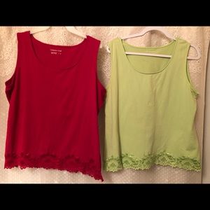 Lace bottom tank T-shirts (two)